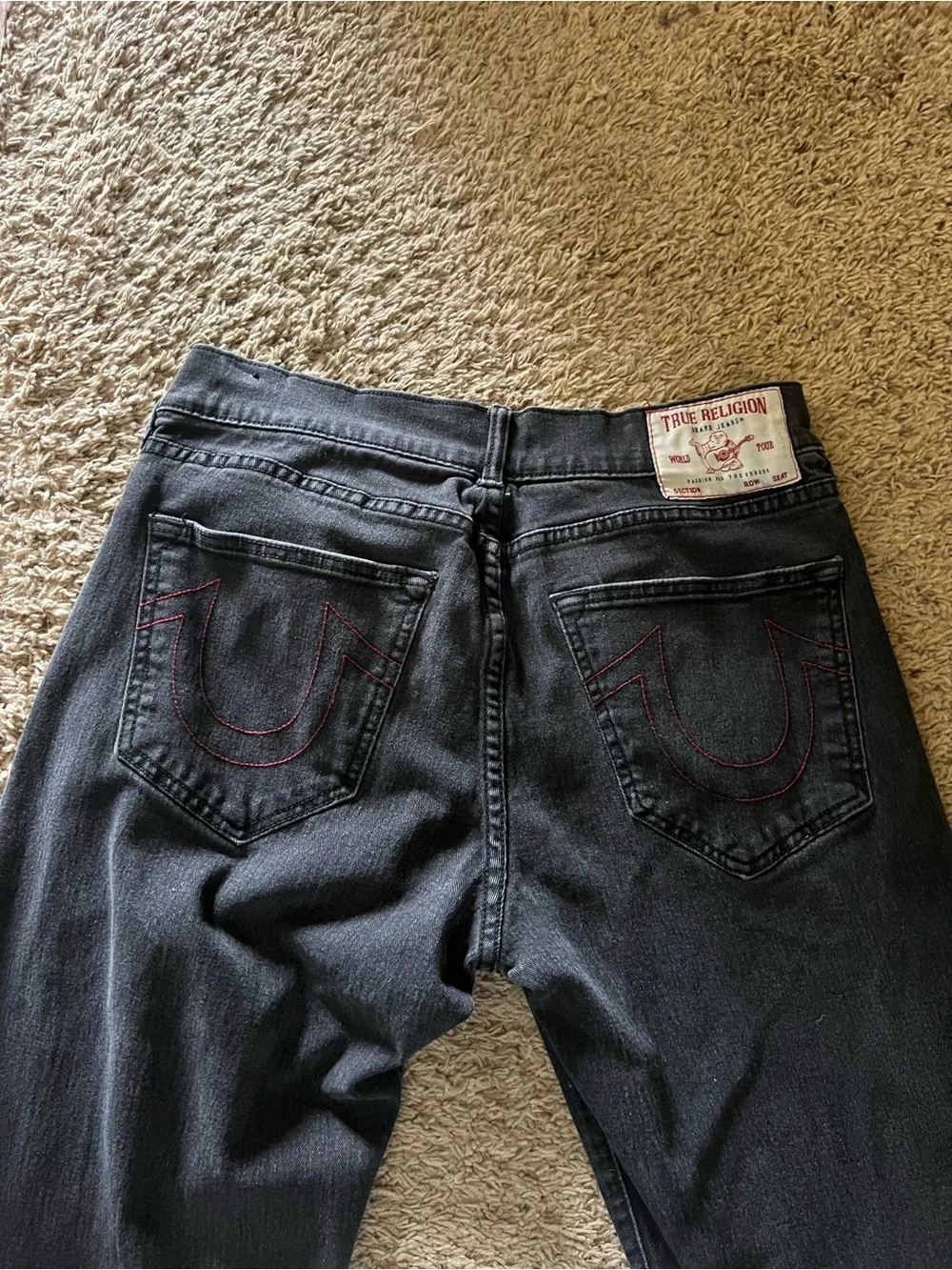 True Religion Black Geno Relaxed Slim Jeans